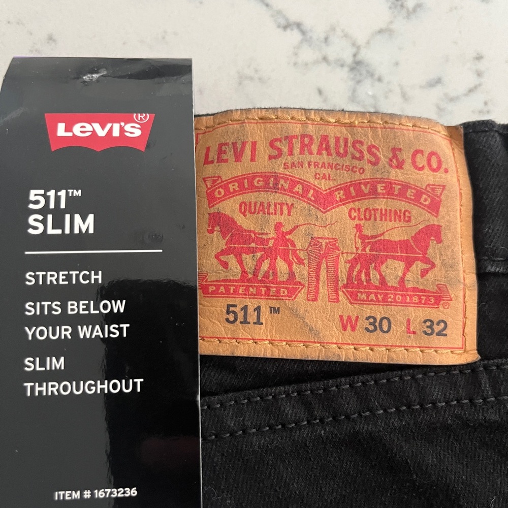Levi's 511 30x32 Slim Stretch Men’s Jeans - Black - Picture 2 of 2